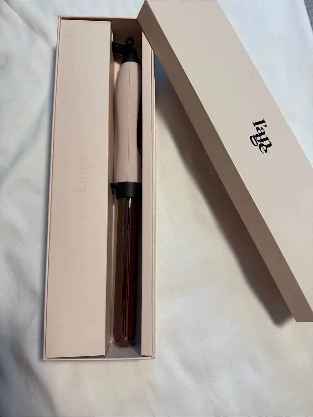 L’ange Le Curl 25mm Titanium Curling Wand Blush w/ Box & Glove